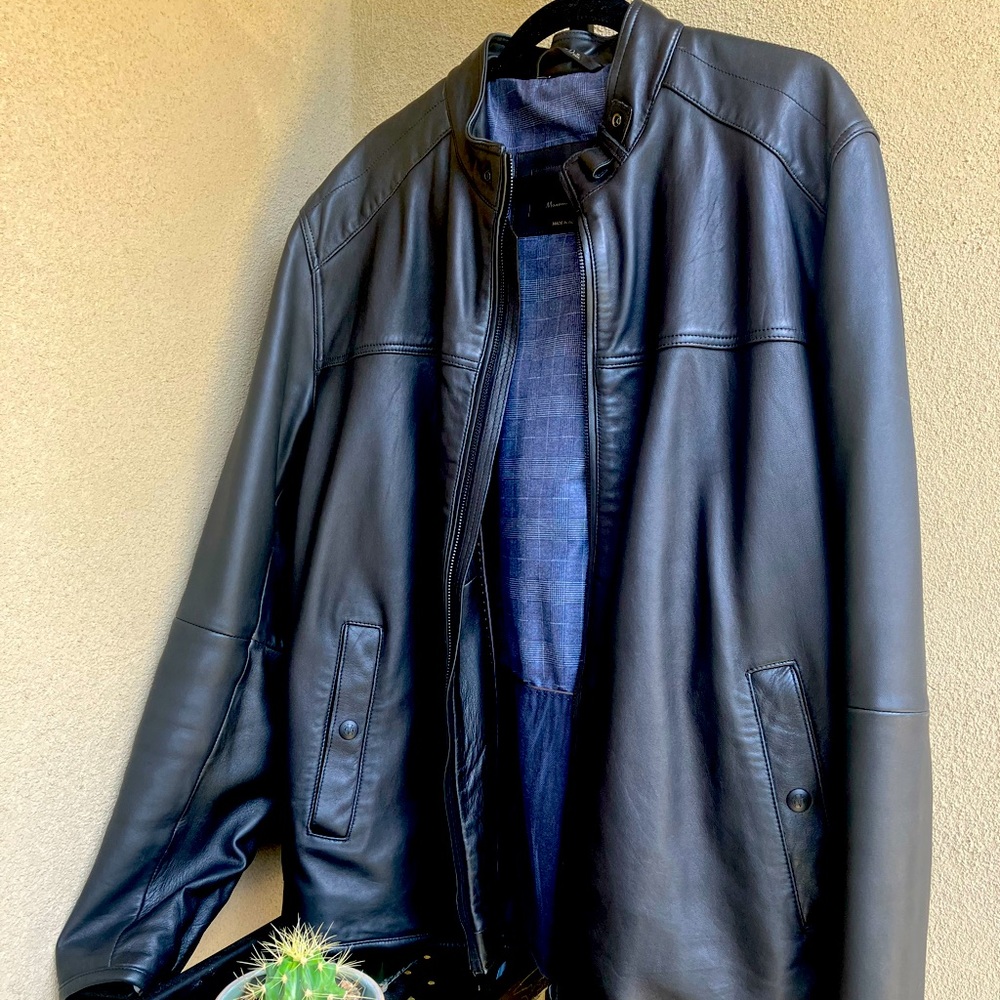 Massimo Dutti Black Leather Jacket